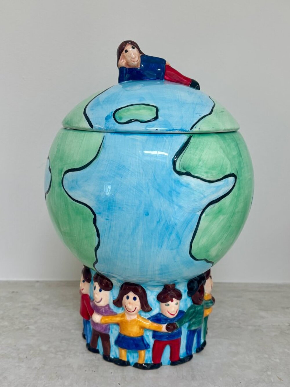 Vintage 1990s Save the Children World Globe Cookie Jar Ceramic Jar